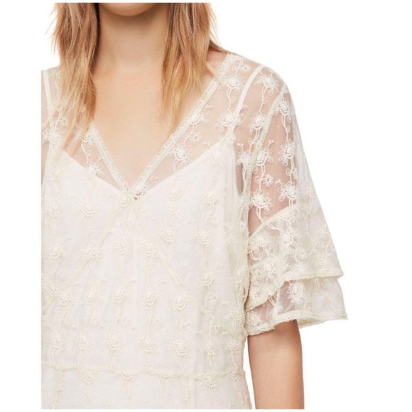 AllSaints Lula Nisha Sheer Embroidered Dress Size 2 - Picture 5 of 12